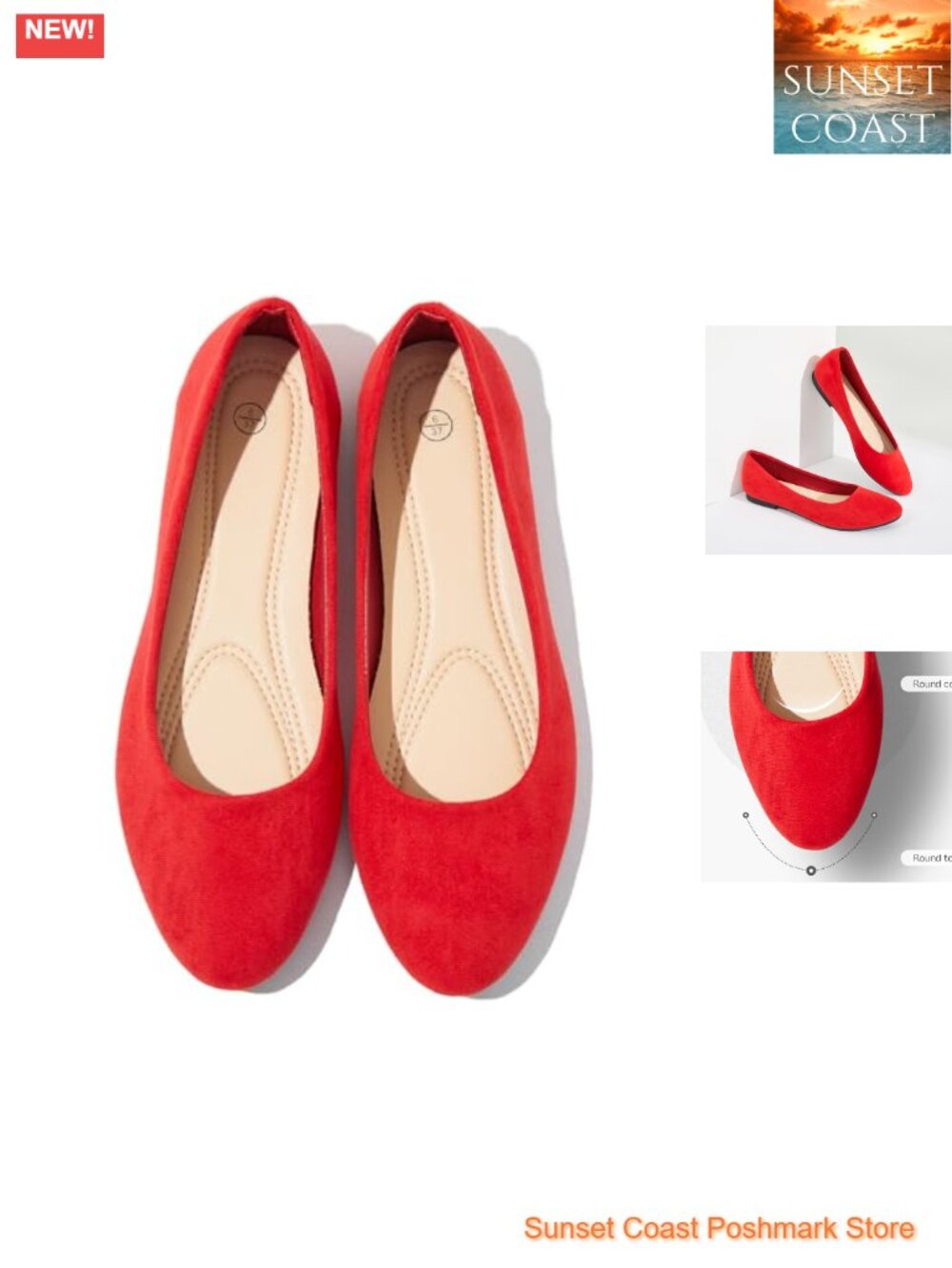 Shupua Women's Suede Ballet Flats Memory Foam Round Toe Work Dress Shoes